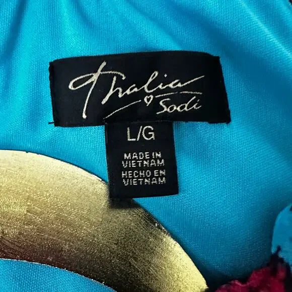 Thalia & Sodi Dress Large Blue Maxi Abstract Print Fairy Spring Goddess Glam - Picture 5 of 10